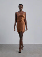 Wide Strap Silk Mini Dress