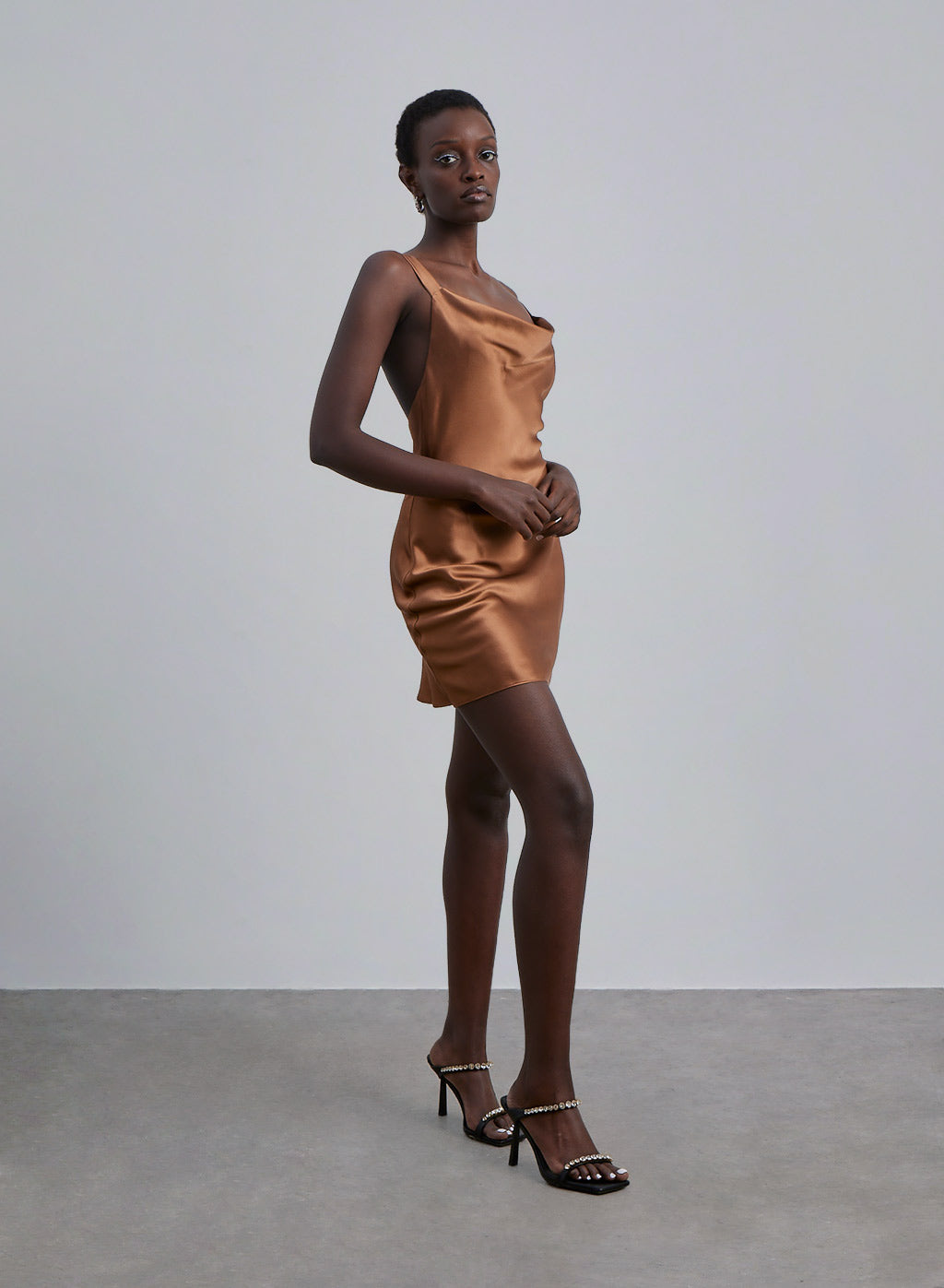 Wide Strap Silk Mini Dress