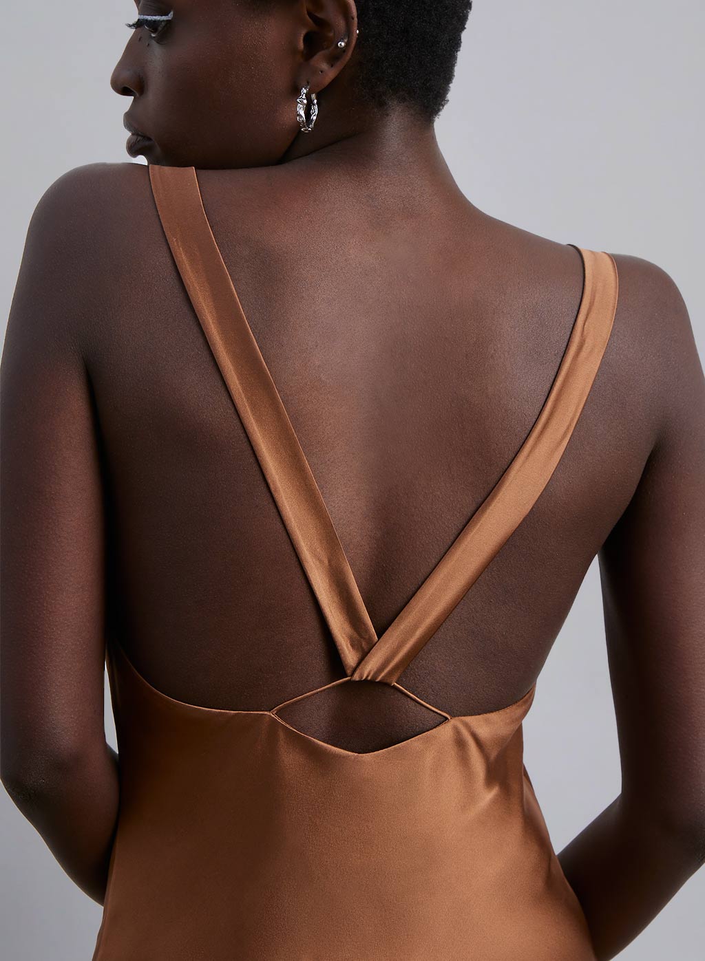 Wide Strap Silk Mini Dress