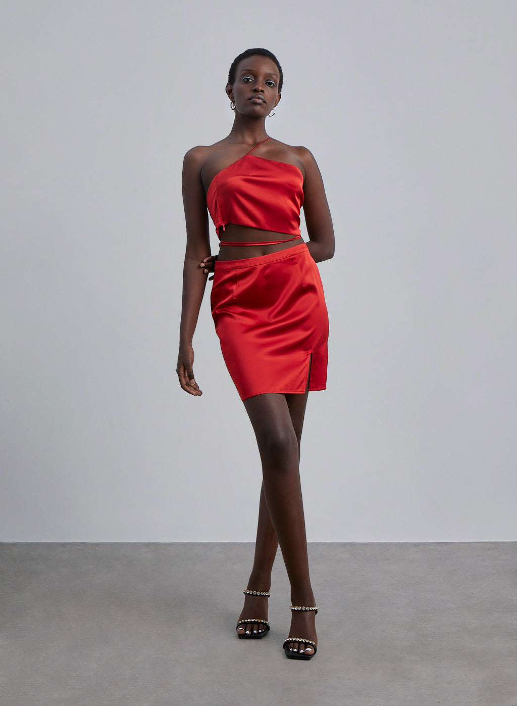 Silk Slit Mini Skirt