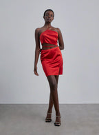 Silk Slit Mini Skirt