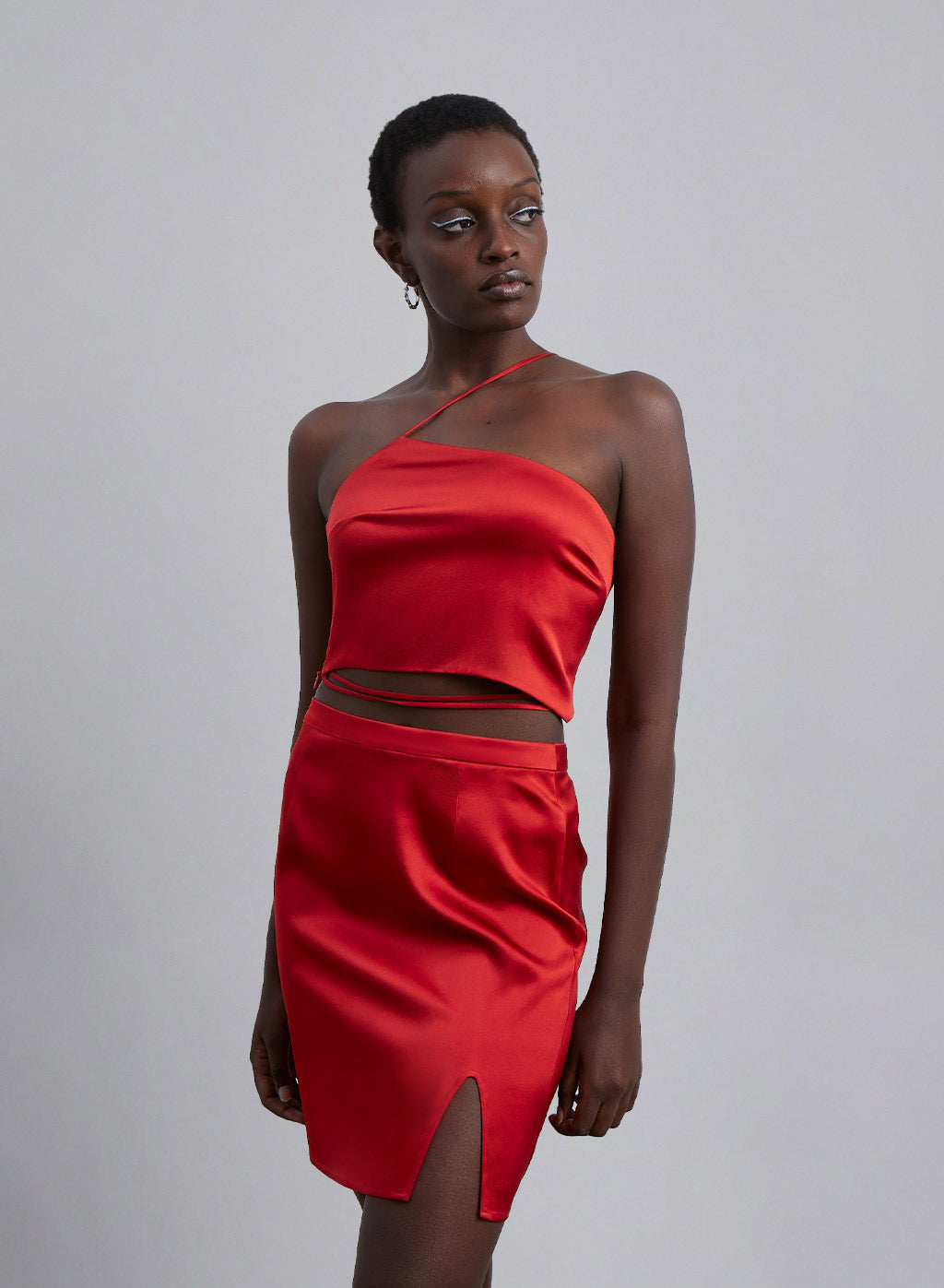 Silk Slit Mini Skirt