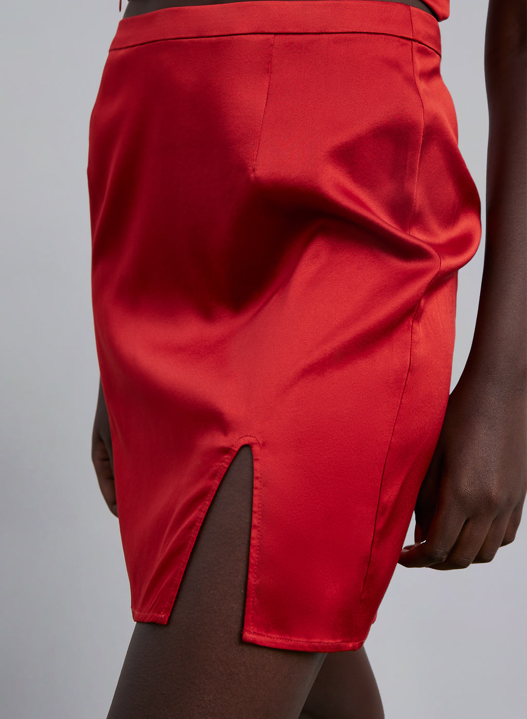 Silk Slit Mini Skirt