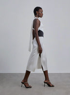 Color Block Silk Midi Dress