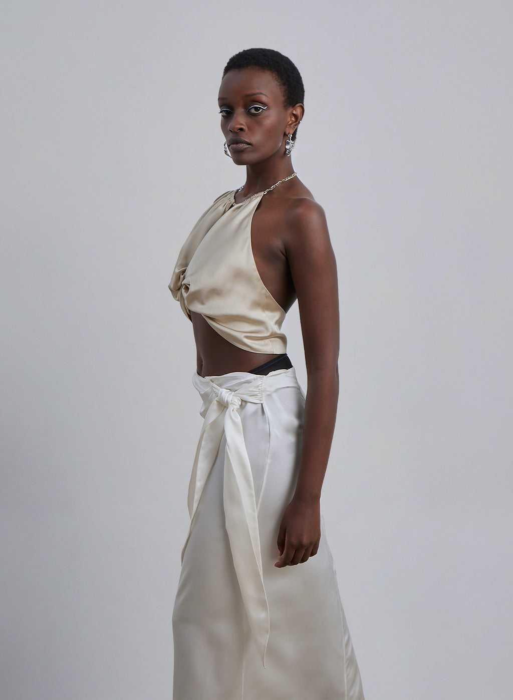 Twist-Front Silk Top