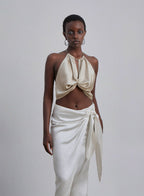 Twist-Front Silk Top