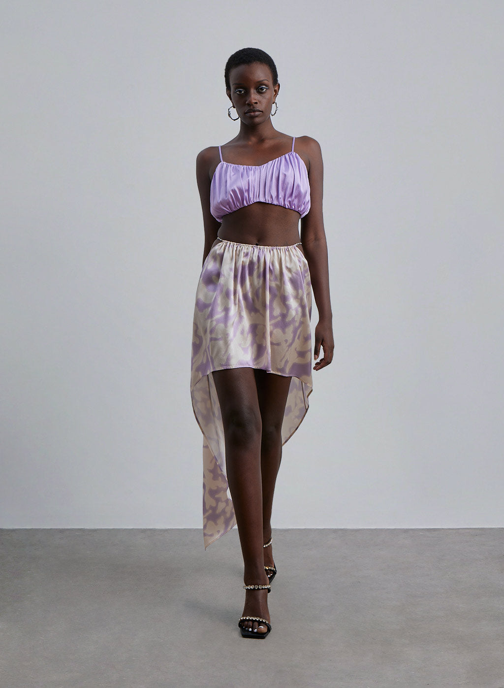 Printed Silk Asymmetrical Skirt