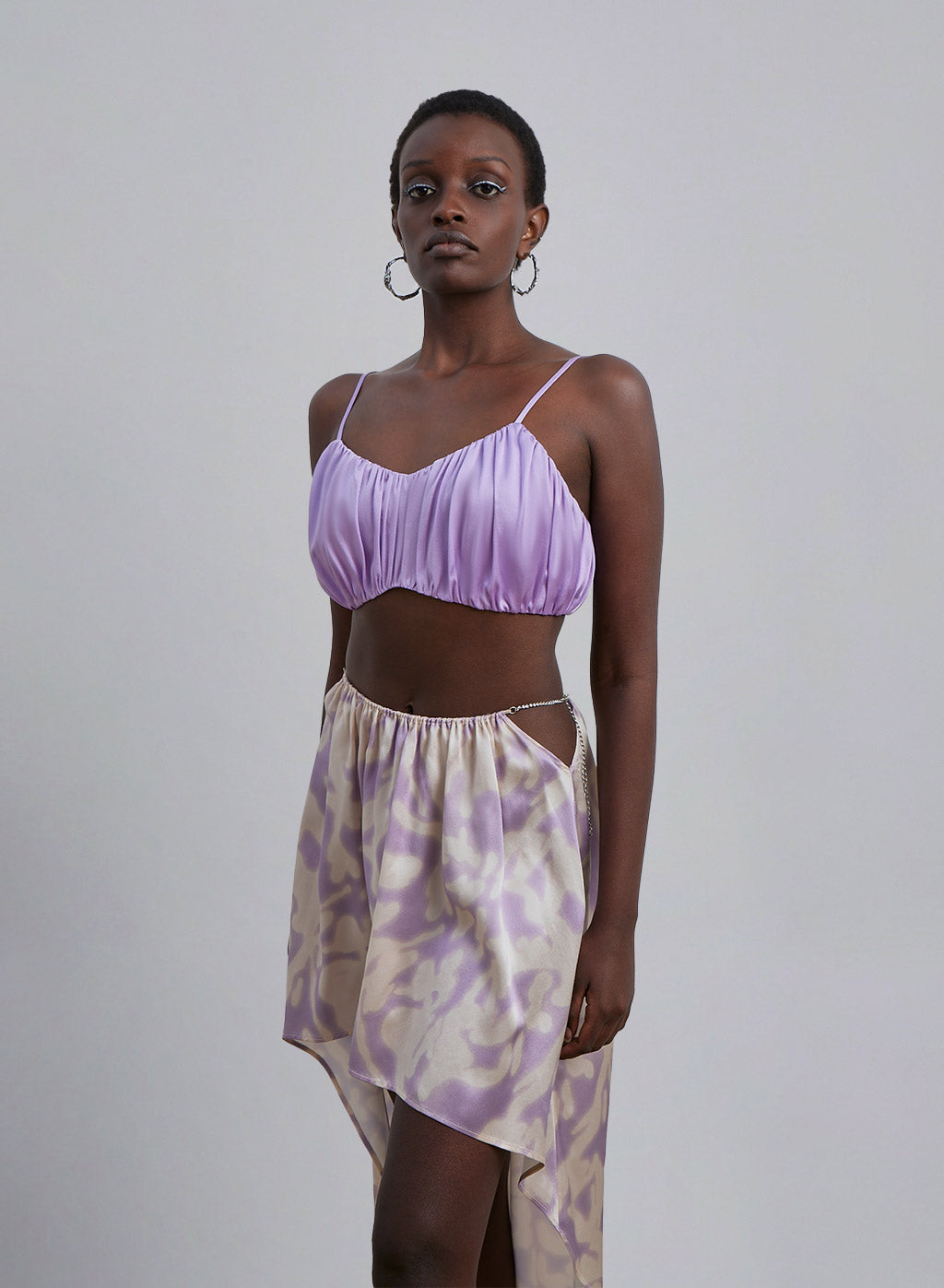 Ruched Silk Spaghetti Strap Top