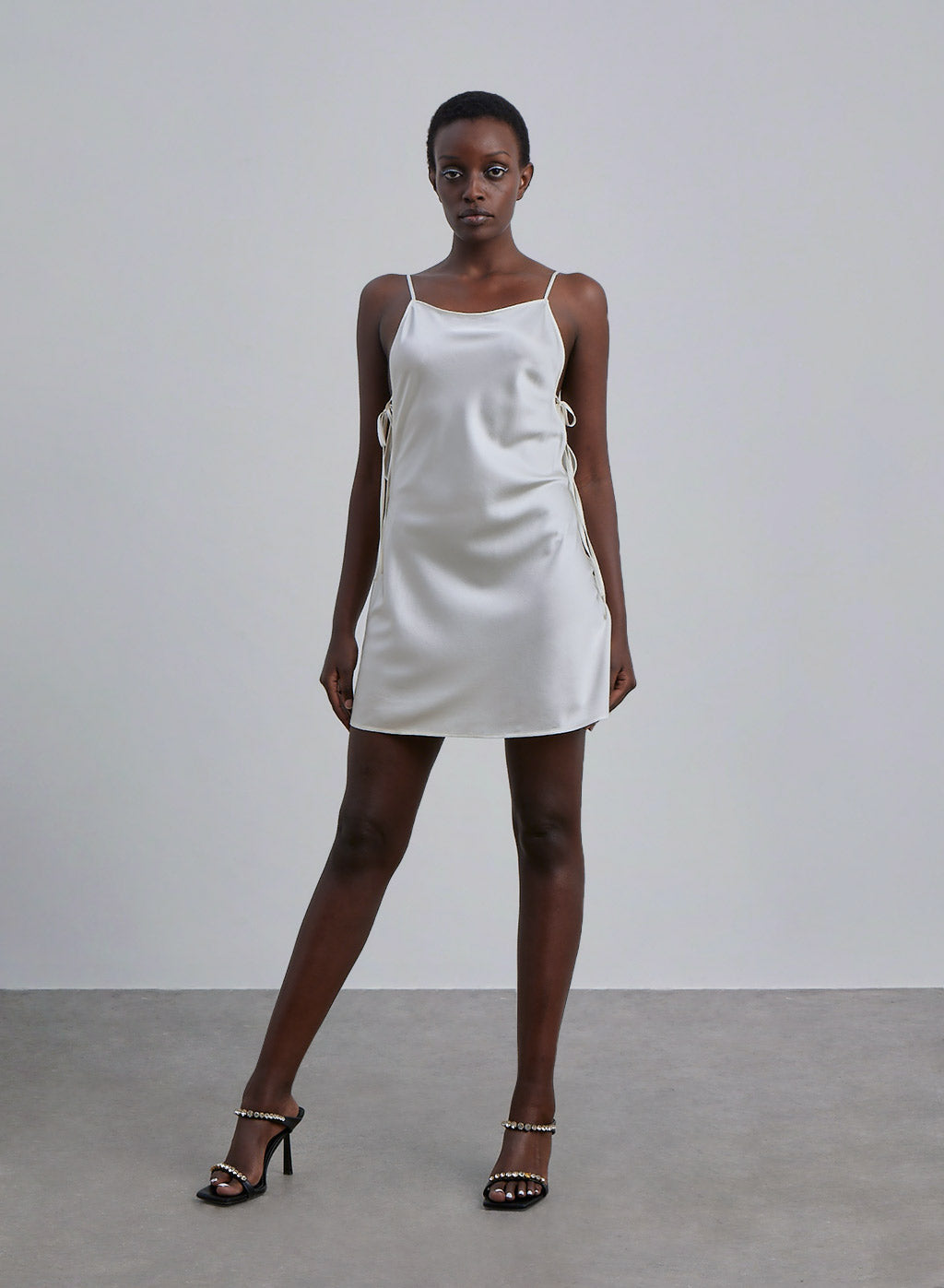 Side Tie Silk Slip Dress