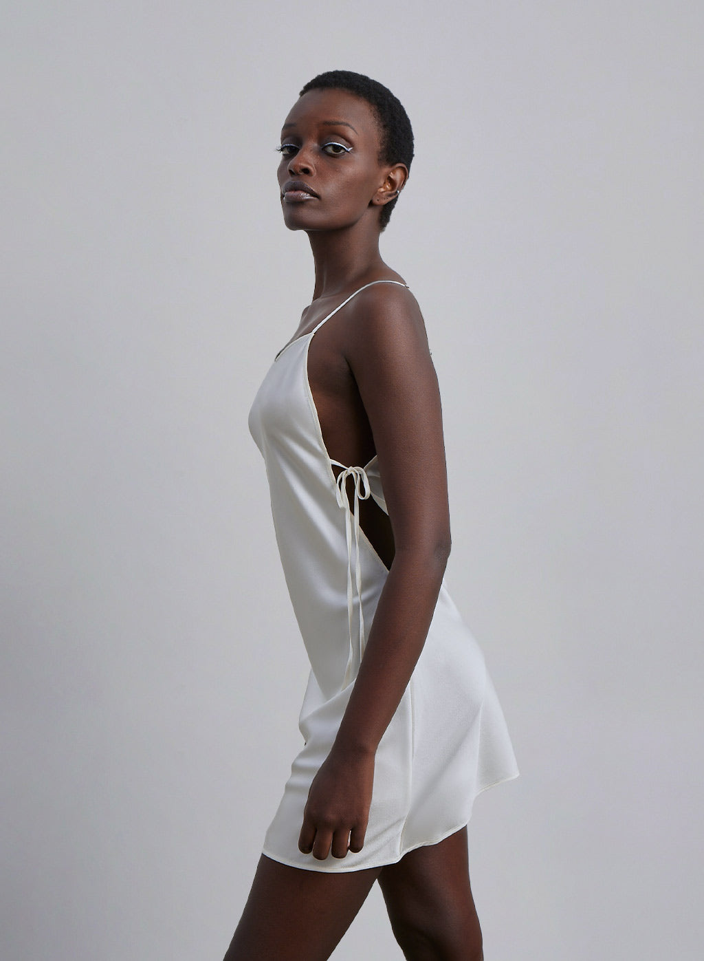 Side Tie Silk Slip Dress