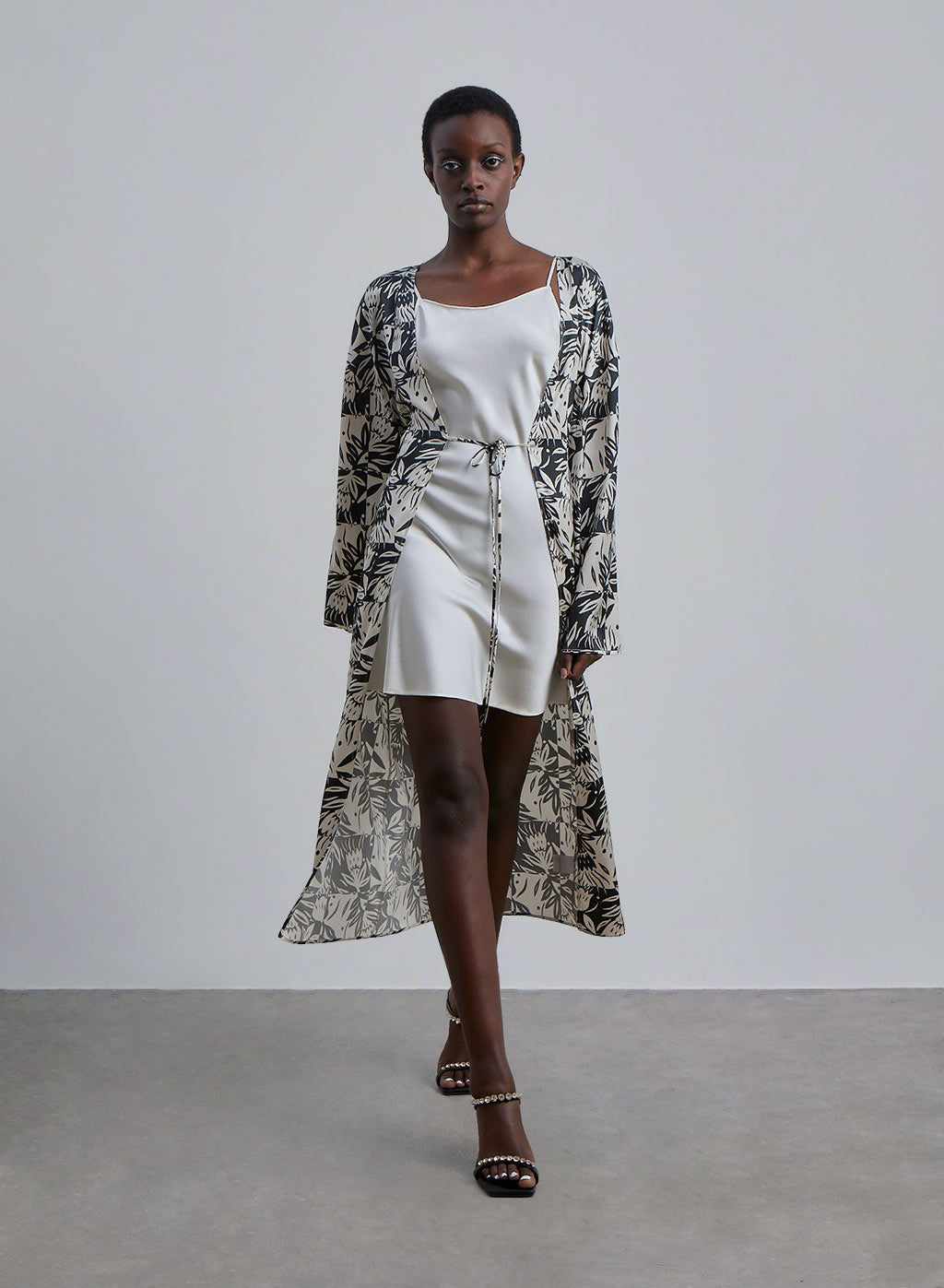 Tropical Print Silk Robe