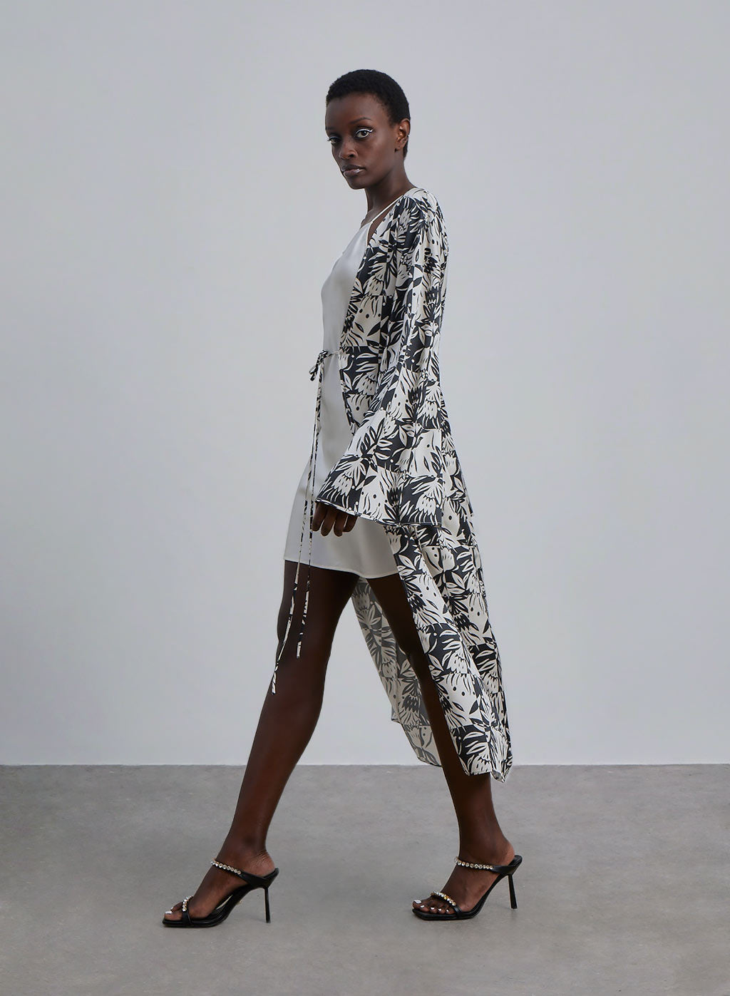 Tropical Print Silk Robe