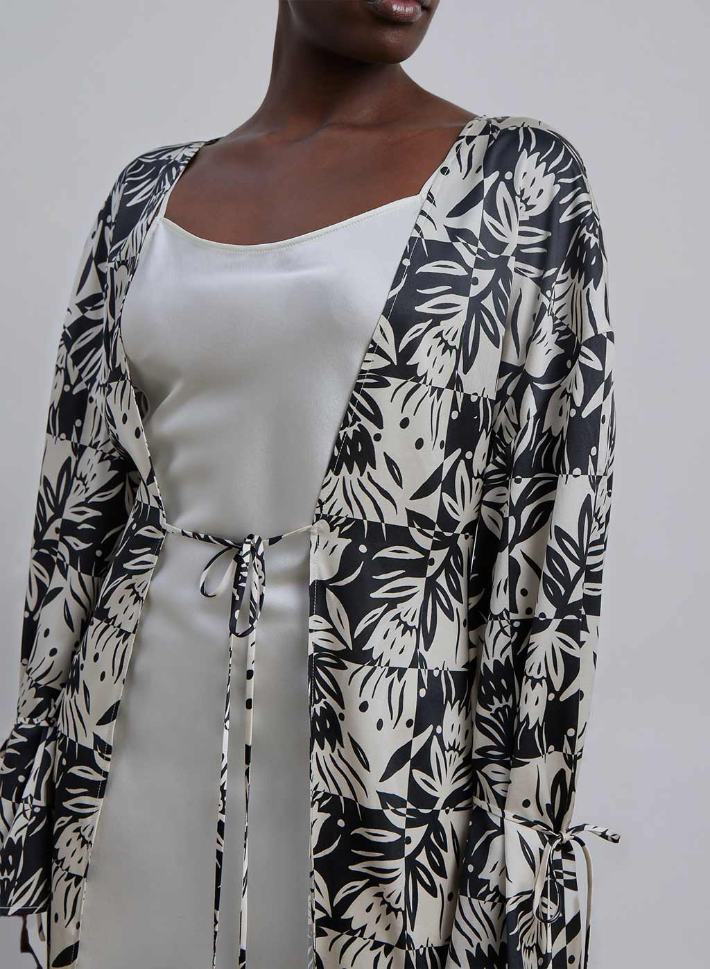 Tropical Print Silk Robe