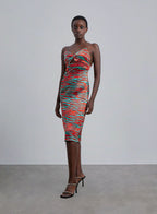 Tiger-Print Cut-Out Silk Midi Slip Dress