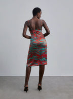 Tiger-Print Cut-Out Silk Midi Slip Dress