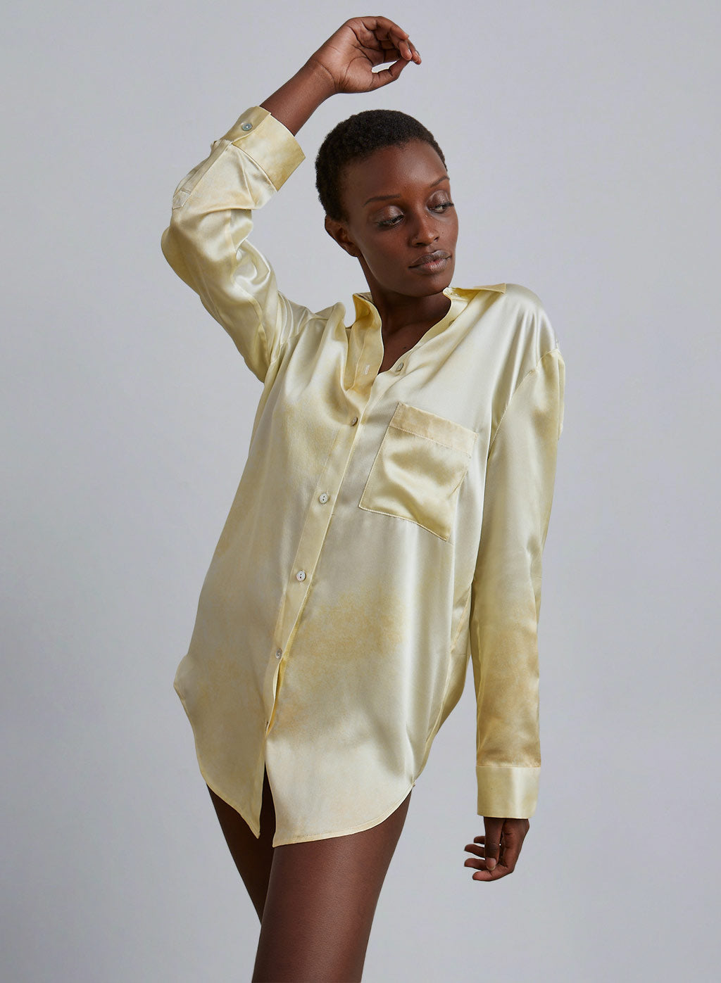 Sunrise Dew Oversized Boyfriend Silk Blouse