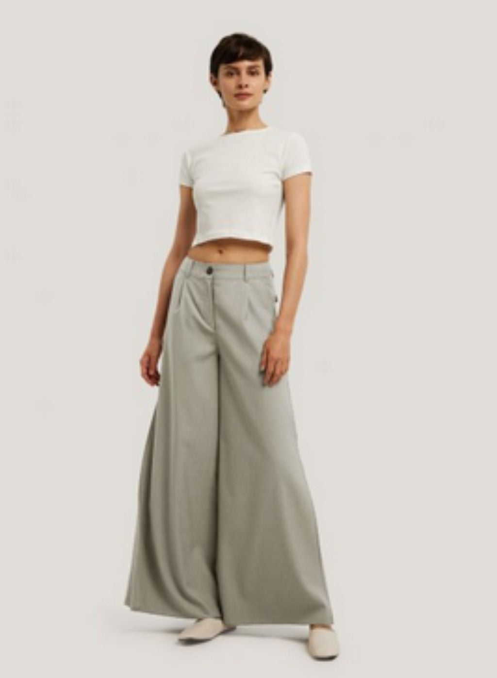 Wool-Blend Wide-Leg Pants