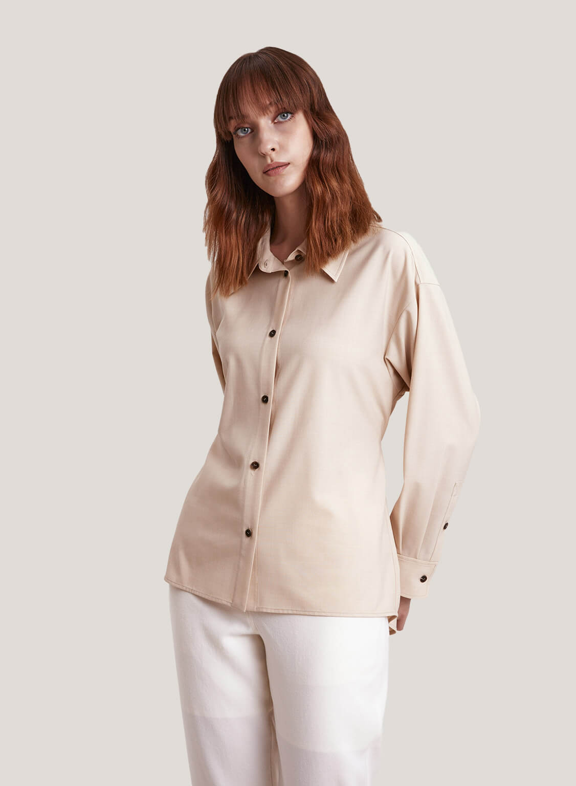 Slim-Fit Wool-Blend Shirt