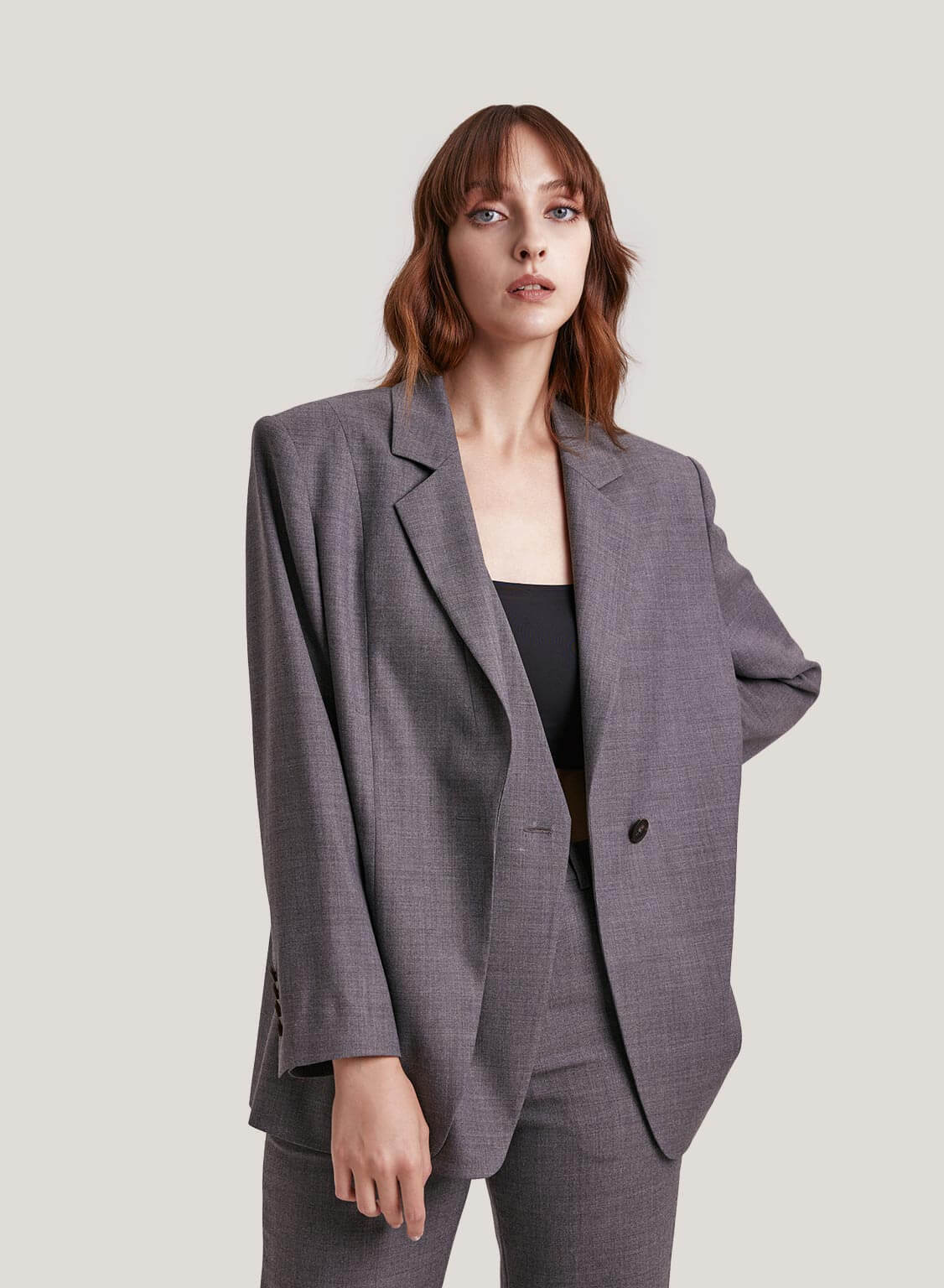 Single Button Wool-Blend Blazer