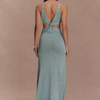 V-neck kink vest long skirt