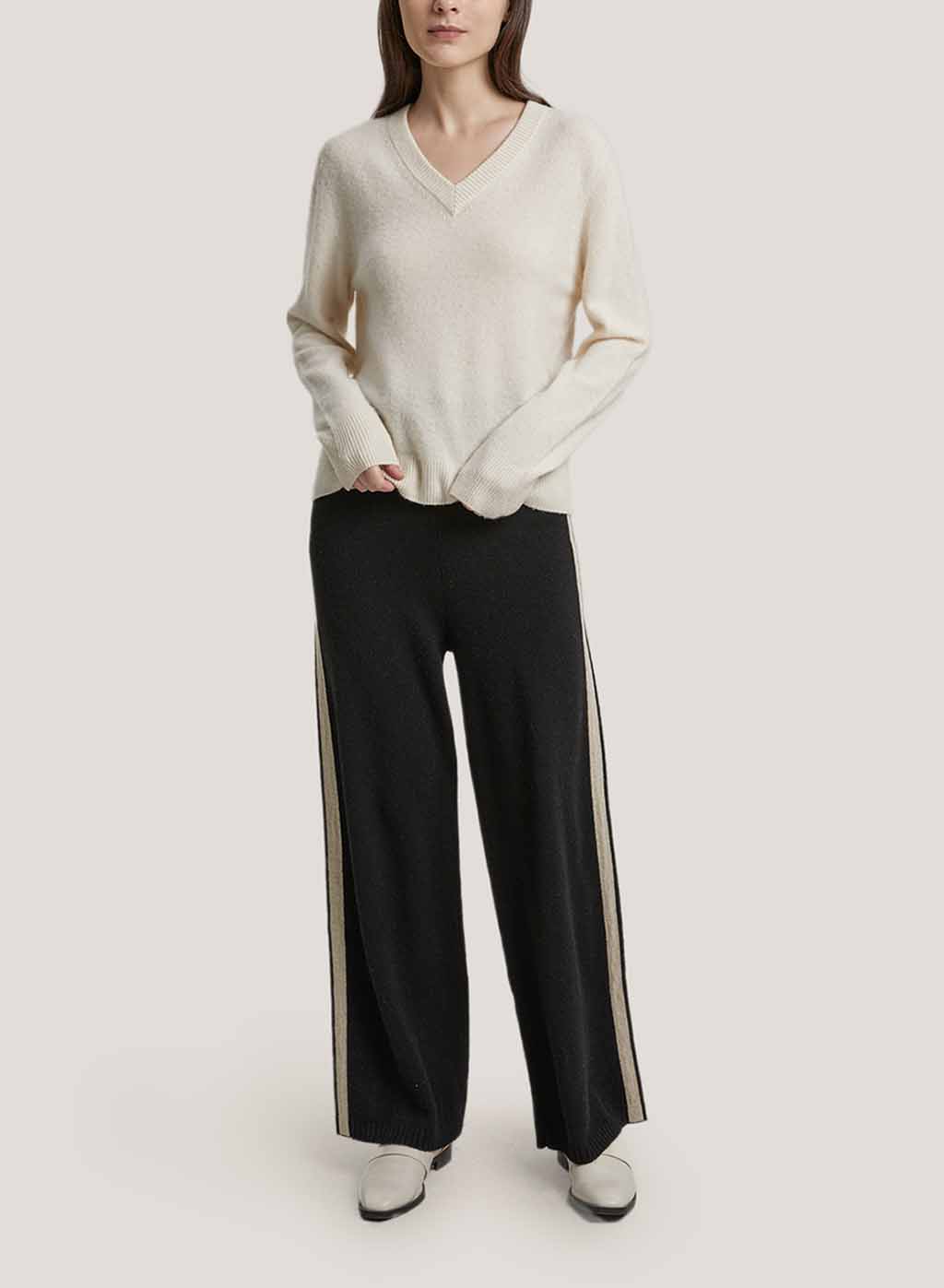 Wool-Cashmere Jogging Trouser With Side Stripe - Black, S image