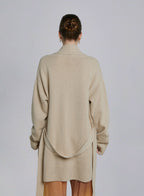 Belted Ribbed Trim Wool Cardigan image 1