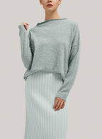 Funnel-Neck Wool-Cashmere Sweater - Lake Blue, L image