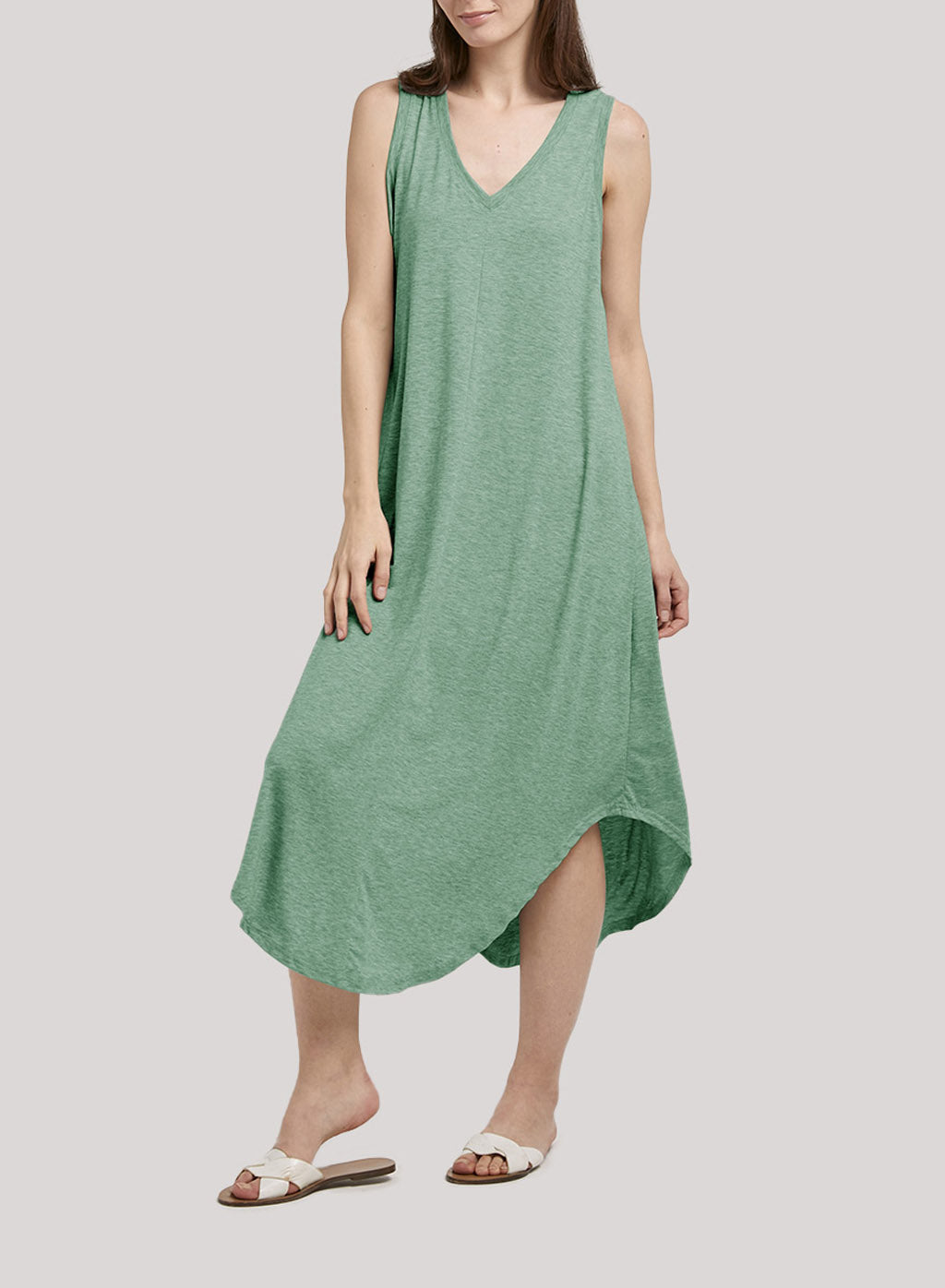 Curved Hem Tank Dress - Greenland, L image