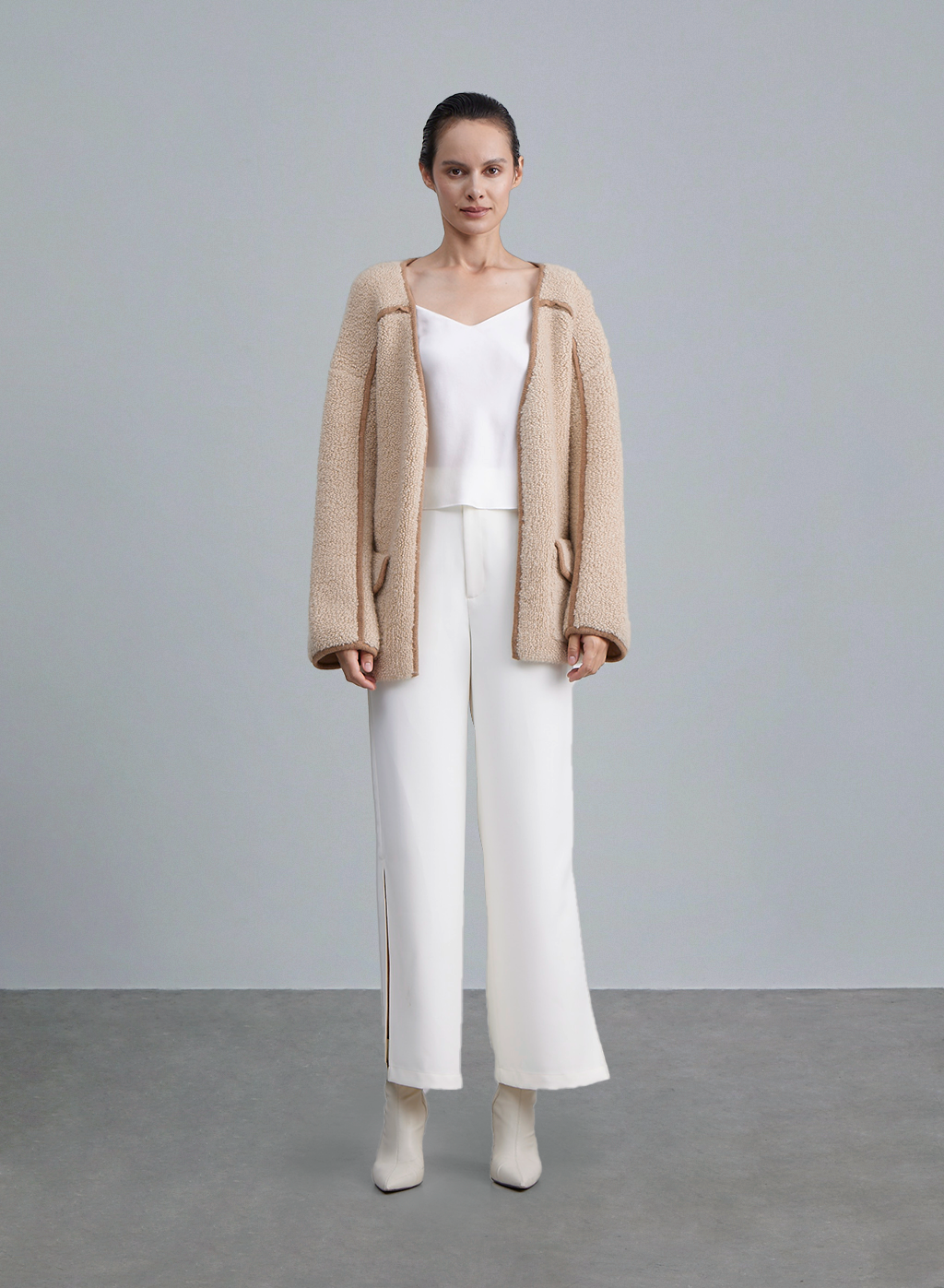 Contrast Trim Fleece Cardigan image 0