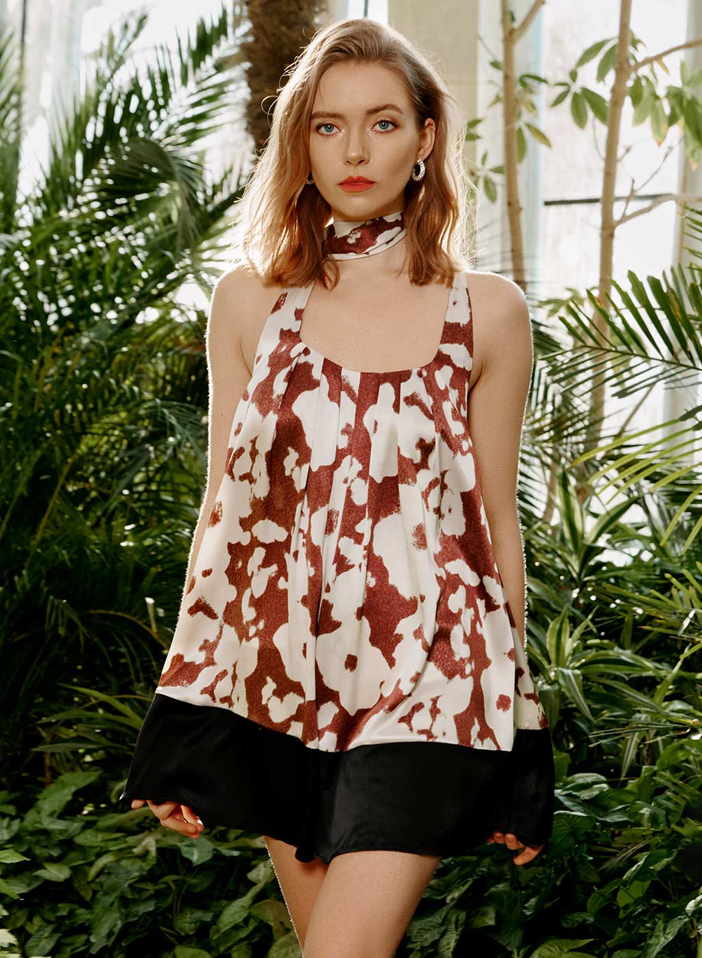 Floral Twilly Scarf Silk Mini Dress