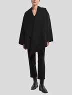 Draped Short Cashmere Coat - Black, L image
