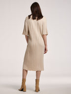 Pleated Sweater Dress With Spread Collar image 1