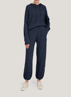 Fine-Knit Wool-Cashmere Hoodie Set - Navy, L image