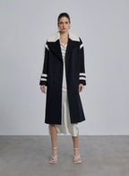 Fleece Collar Double Breasted Wool Coat - Mulled Wine, S image
