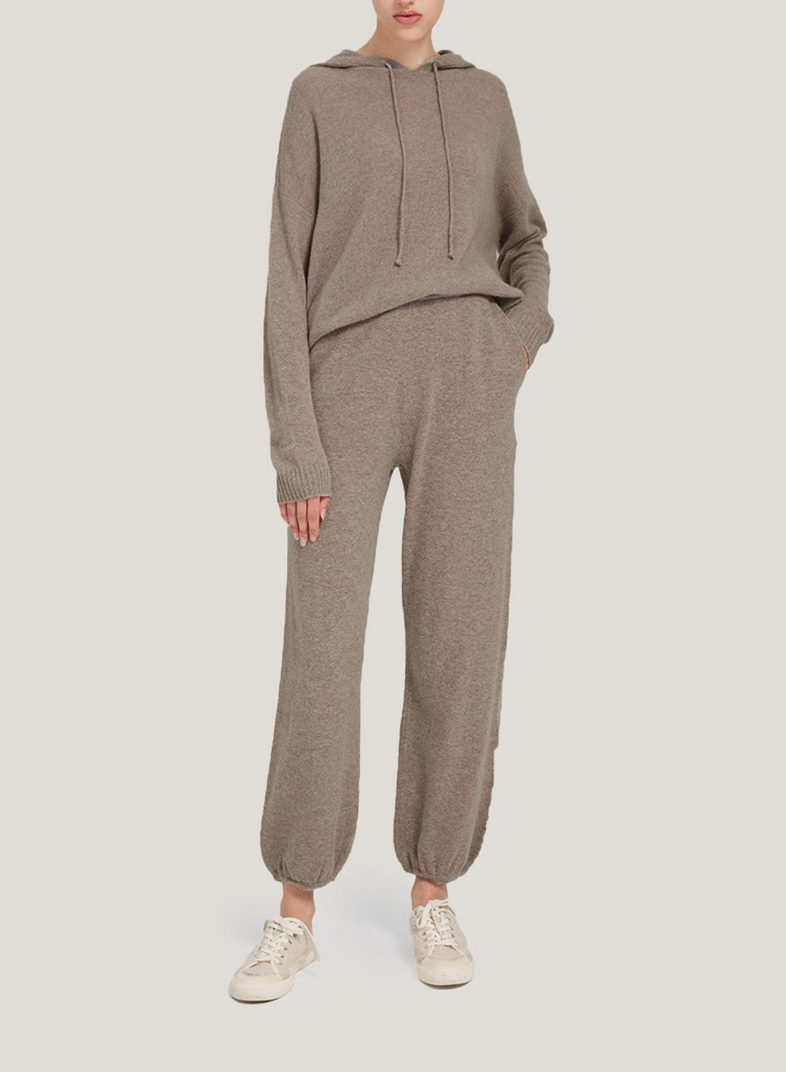 Fine-Knit Wool-Cashmere Hoodie Set - Tortilla, M image