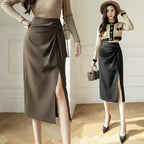 Wrap Around Asymmetric Midi Skirt