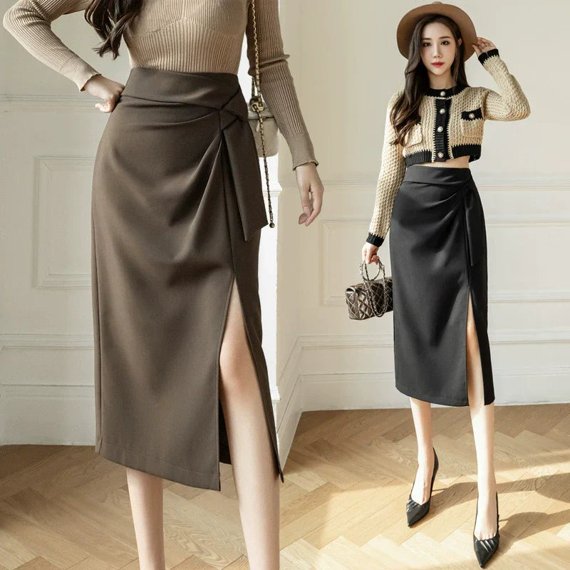 Wrap Around Asymmetric Midi Skirt