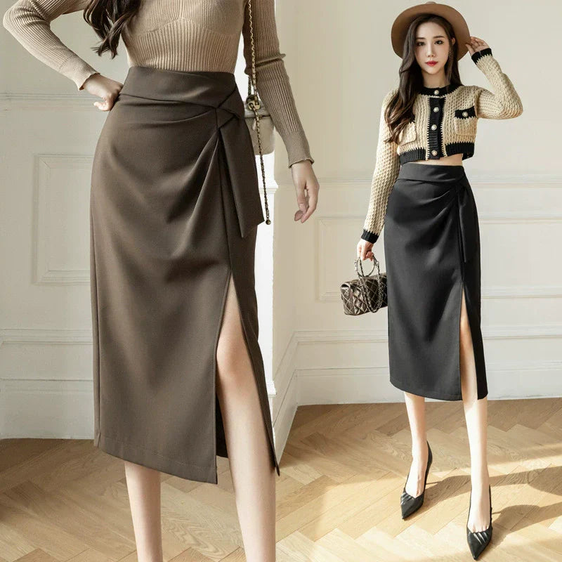 Wrap Around Asymmetric Midi Skirt