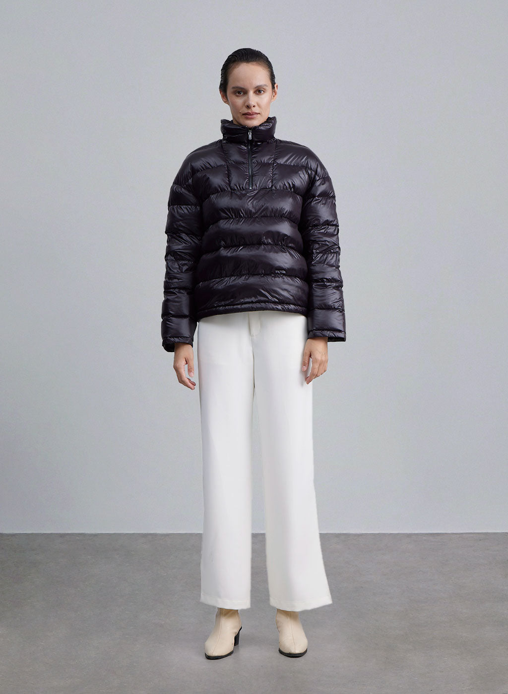 Half-Zipper Cropped Puffer Jacket image 0