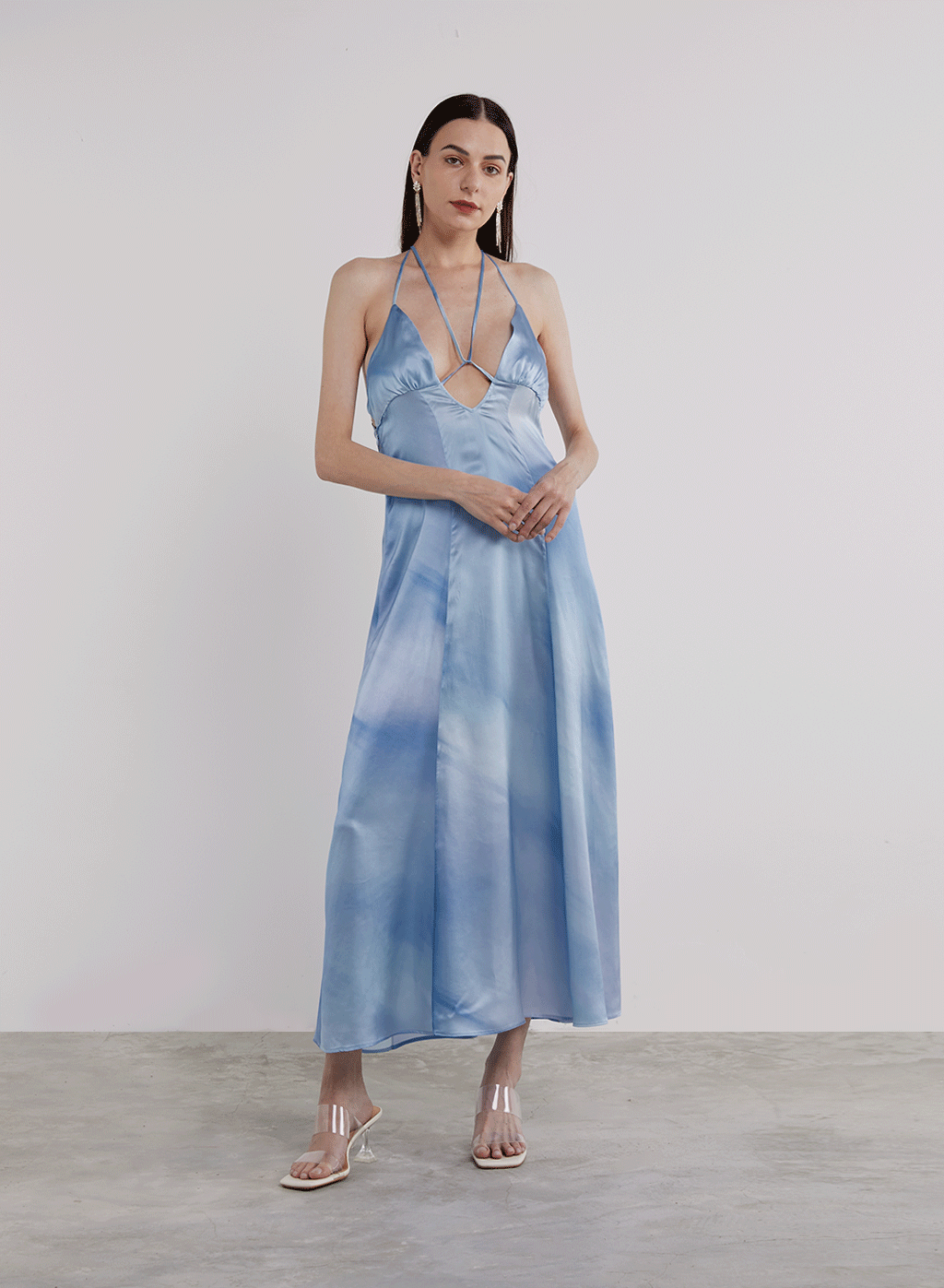 Cross Halterneck Silk Maxi Dress image 0