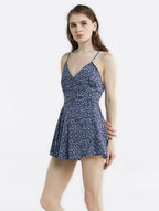 Floral V-neck Lace-up Flounce Romper image 1