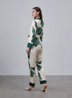 Printed Color Matching Silk Pajama Set image 1