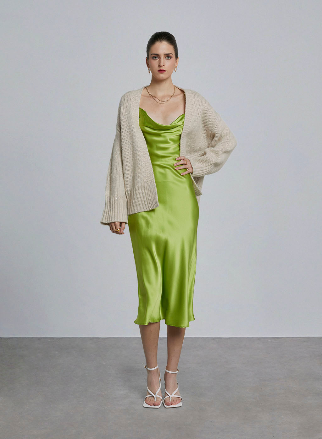 Short Cashmere Open Front Cardigan
