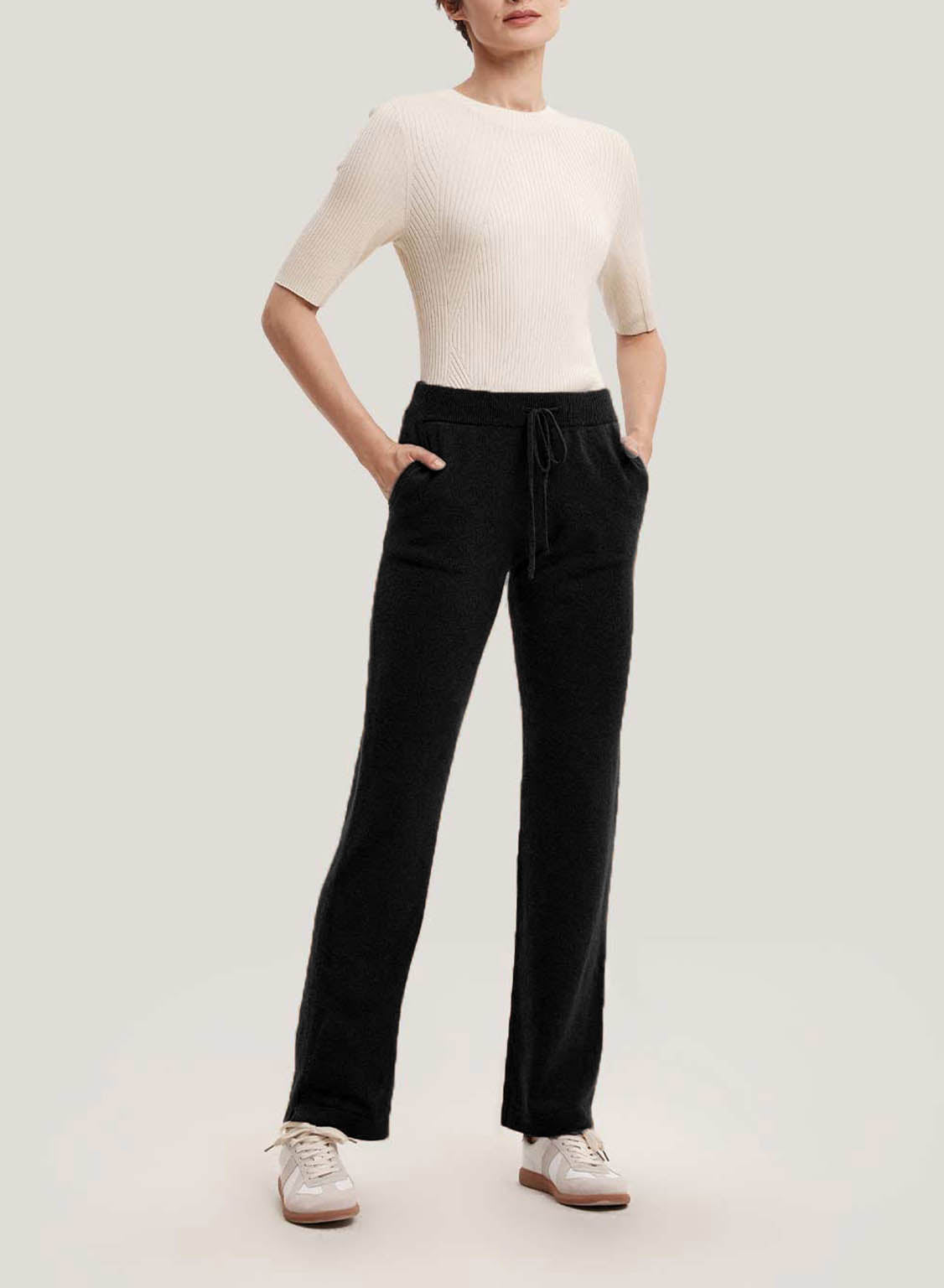 Straight-Leg Yak-Wool Blend Pants - Black, XS image