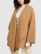 Draped Short Wool Coat - Camel, L image