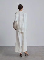Shoulder Pad Collar Silk Blouse image 1