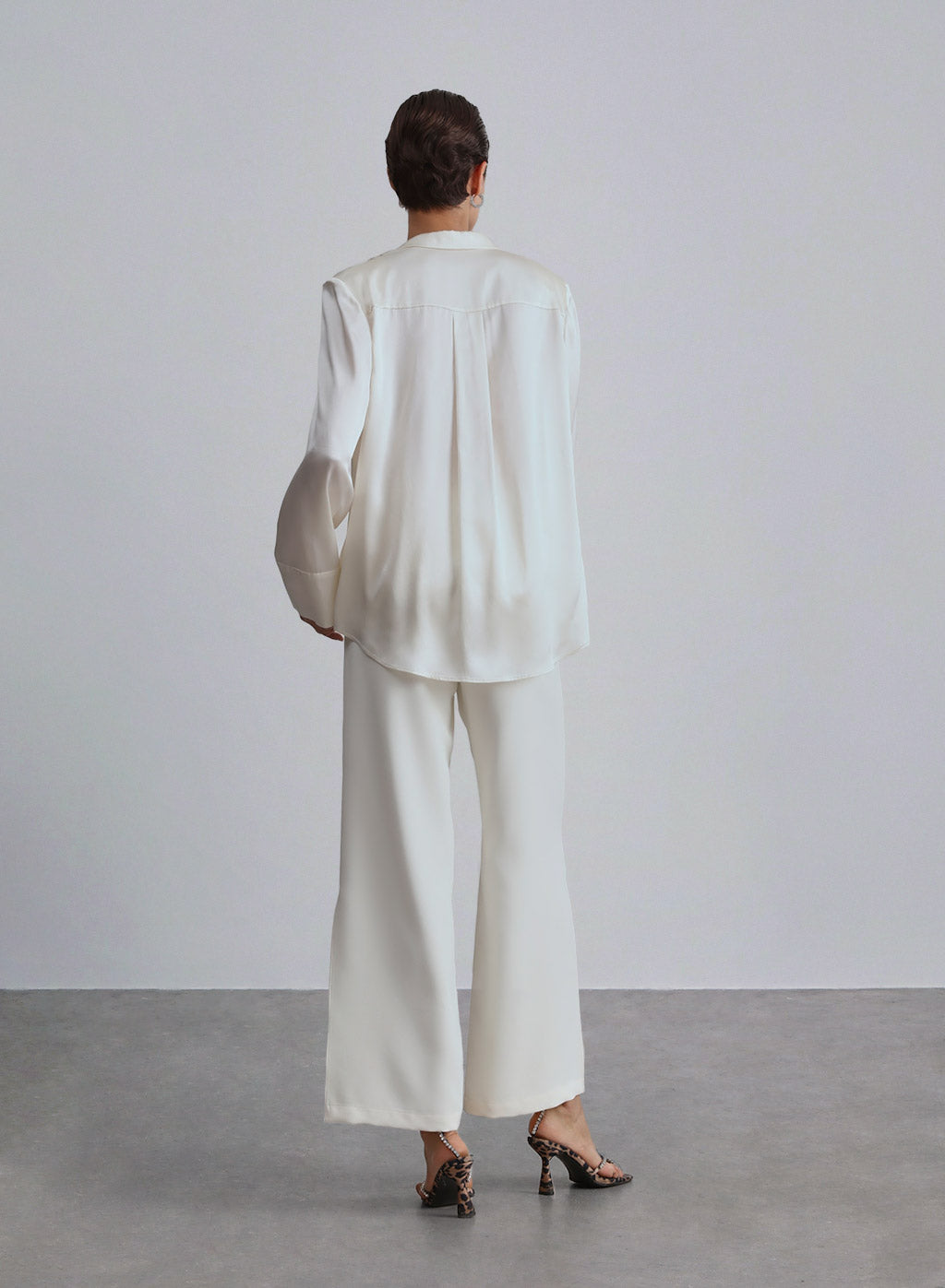 Shoulder Pad Collar Silk Blouse image 1