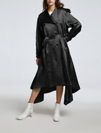 Double-breasted Pure Acetate Tent Coat - Black, M image