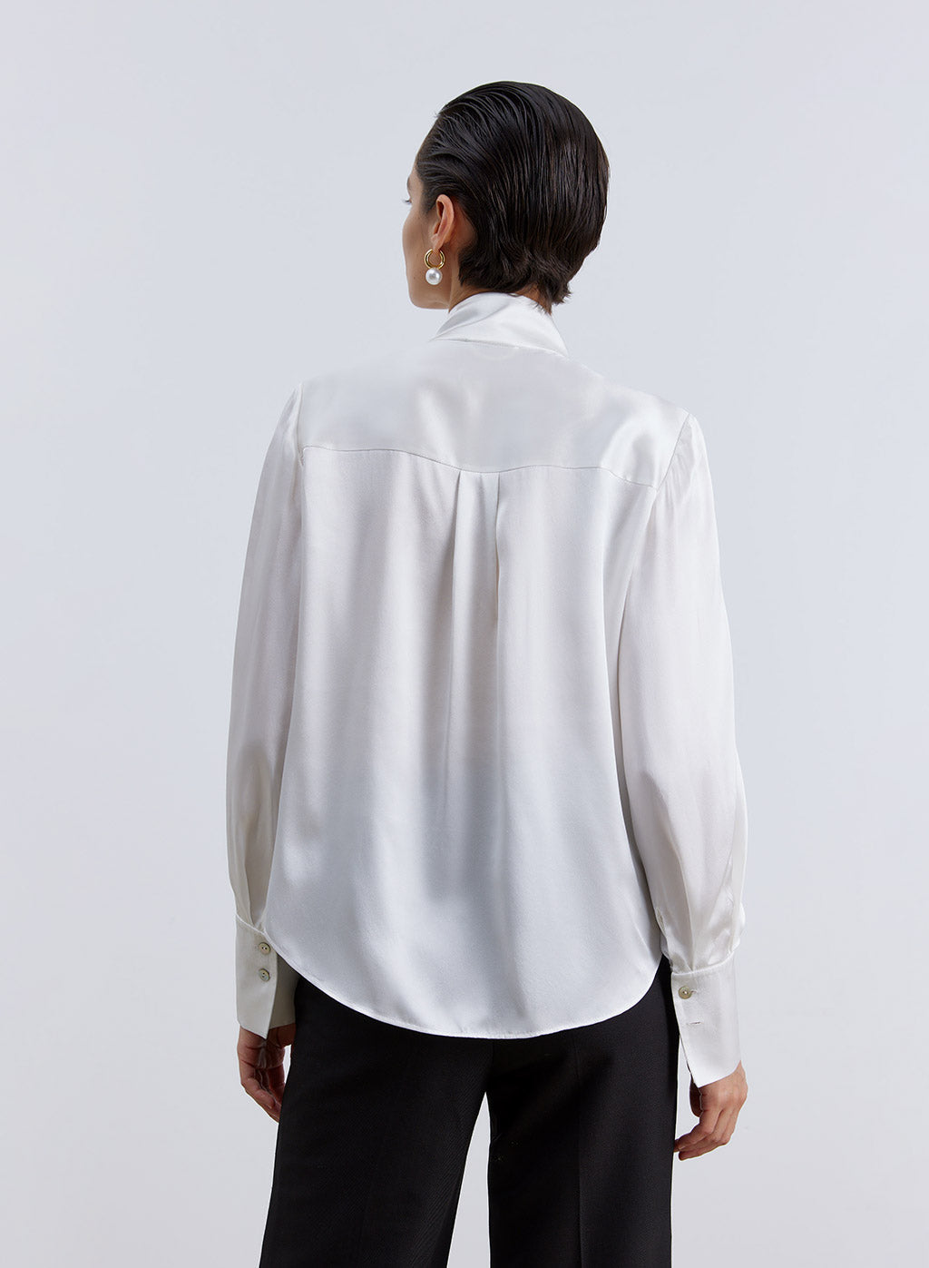 Classy Tie-neck Silk Blouse image 1