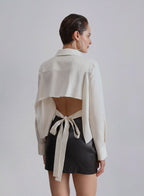 Open Back Blend Linen Blouse image 1